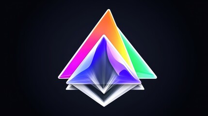 Fototapeta premium Abstract geometric design featuring colorful pyramids on a dark background