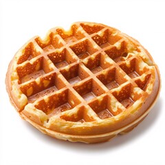 Belgian waffle with golden, crispy texture isolated on a clean white background