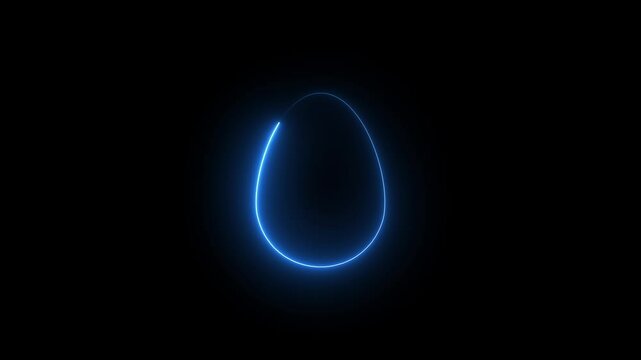 A neon purple egg with a glowing crack down the middle, flickering like an electric current is running through it.A smooth, oval-shaped egg outlined in bright neon blue concept.
