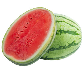 A whole watermelon with a freshly cut juicy watermelon