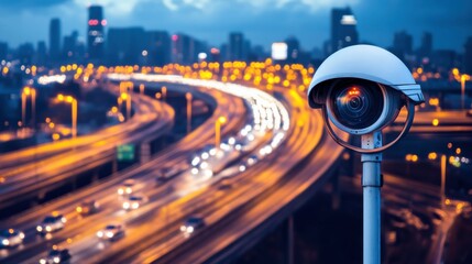 Urban CCTV Camera in Motion Blur at Night