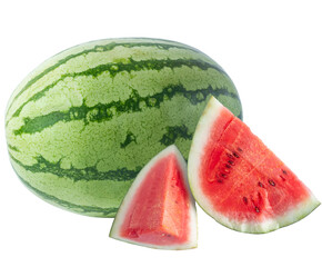 Fresh whole watermelon with juicy slices showcasing vibrant colors