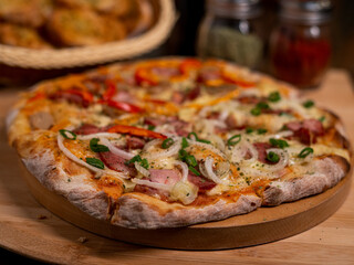 pizza with salami and cheese