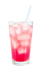 Refreshing Pink Soda Drink Ice Cubes Sweet Summer Cocktail