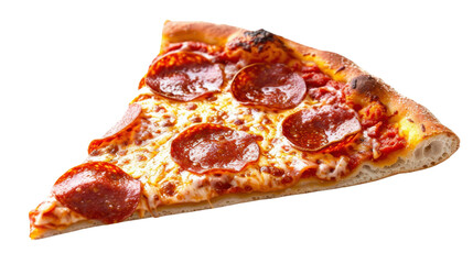 Delicious pepperoni pizza slice isolated on transparent background