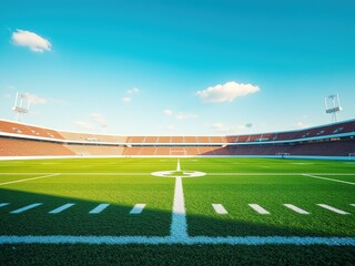 AI-Created Empty Football Field Under Bright Sunlight