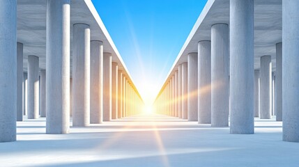Obraz premium Concrete columns leading to a bright future. Architecture background use