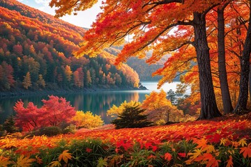 Stunning Autumn Landscape with Brilliant Foliage and Scenic Natural Beauty