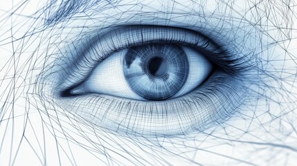 Abstract Blue Eye Digital Art Wireframe Mesh Network Graphic Design Modern Technology Futuristic Vision Eye Illustration Detailed Closeup High        