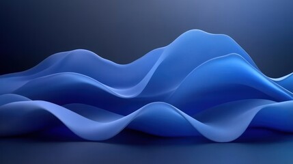 Abstract Blue Waves, Studio, Dark Background, Digital Art