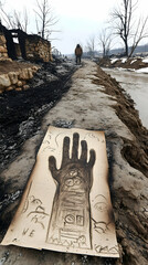 Burnt art hand drawing