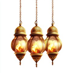 Obraz premium Elegant Watercolor Hanging Lanterns