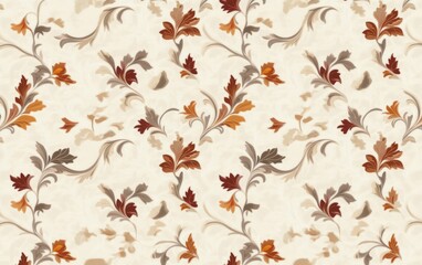 Floral pattern design, beige and brown colors