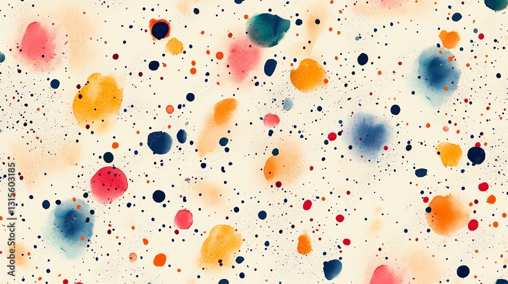 Poster colorful abstract patterns with splashes and dots creating a vibrant artistic background design