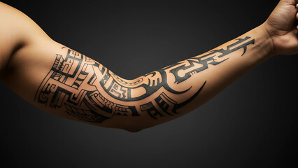 A creative interpretation of tribal arm tattoo using professional photography techniques Generated Ai, 34