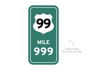 Customizable Roadway Identification and Mile Marker Sign High Quality Stock Vectorial Image