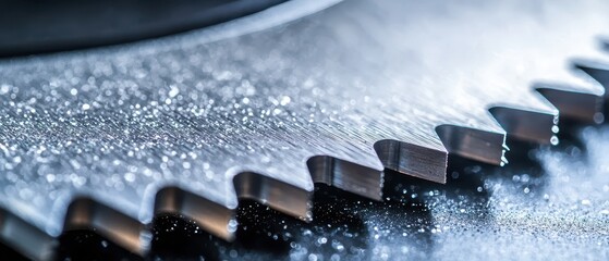Close-Up of a Circular Saw Blade with Glittering Metal Surface