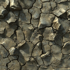 Cracked, dry earth texture with stones.