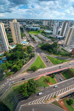 Aerial view of Ceara avenue of Campo Grande city. Campo Grande MS Brazil.