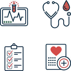 Health Checkup Icons Set – Editable Stroke, Medical, Diagnosis, Wellness
