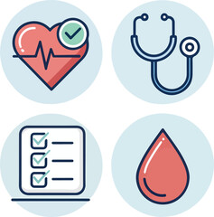Health Checkup Icons Set – Editable Stroke, Medical, Diagnosis, Wellness