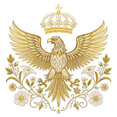 Regal Bird with Crown: Vintage Botanical Design