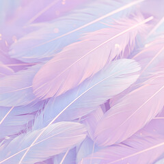 Fototapeta premium AI generated image a close-up shot of a pile of soft, pastel-colored feathers, creating a dreamy and ethereal background
