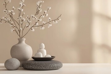 Elegant Spring Decor with Vase and Stones