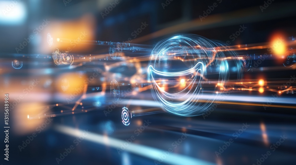 Poster dynamic abstract visualization of technological innovation digital realm digital art futuristic envi