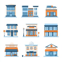 Naklejka premium Collection of Modern Commercial Buildings