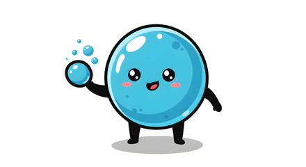 Cute Blue Bubble Mascot Character
