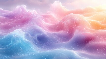 Fototapeta premium Colorful abstract wavy landscape, sunlit clouds