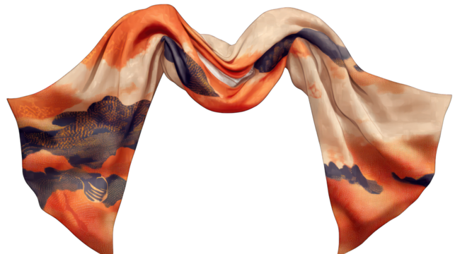 A Japanese silk scarf isolated on transparent background - Powered by Adobe