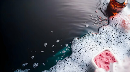 A bath scene with bubbles and spa relaxation elements