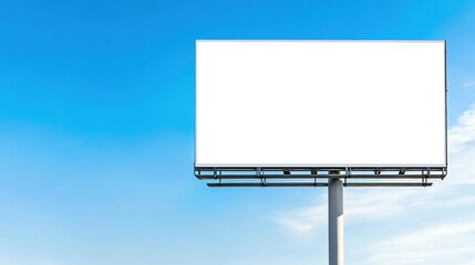 A large outdoor advertising billboard against a bright blue sky