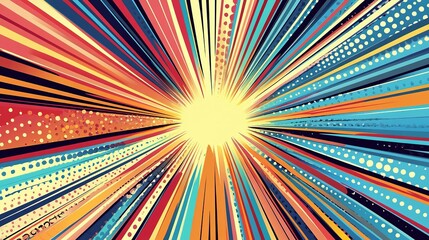 Fototapeta premium A colorful abstract radial design with dynamic lines and bright hues