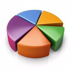 Obraz premium Stylish Pie Chart with Vibrant Colors Isolated on White