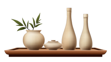 A sake set isolated on transparent background