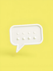 Vector cartoon minimal 3d white speech bubble pin. Realistic render of chat messaging, typing in a chat concept, text comment in social media, dialogue talking balloon with dots, online support icon.