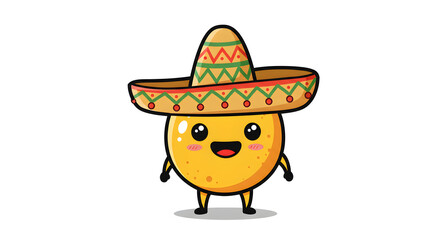 Cute Kawaii Character Wearing Sombrero