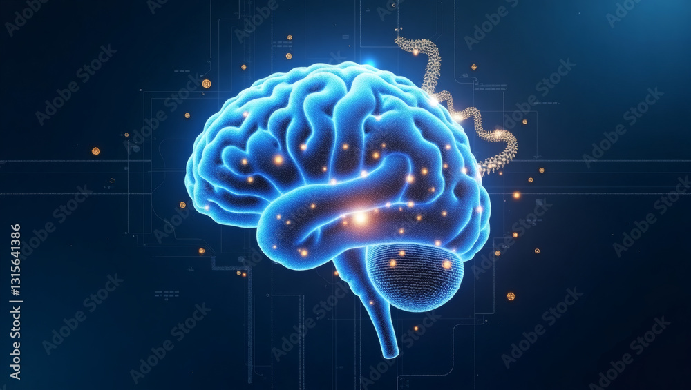 Aufkleber a stunning representation of a glowing human brain with intricate neural connections, symbolizing th