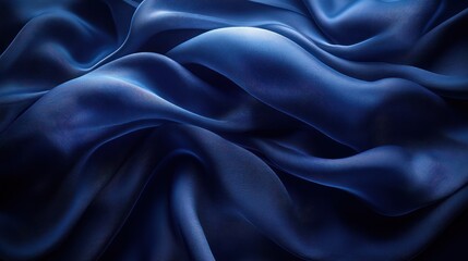 Fototapeta premium Deep blue silk fabric folds, studio shot