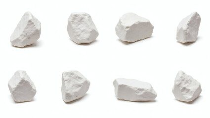 eight pieces of natural chalk stones or rocks in a circle, capturing the texture and form of each individual stone