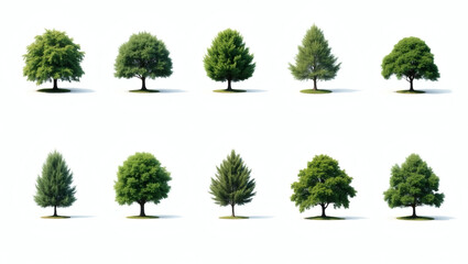 a collection of various trees. Each one is distinct, showing diversity in foliage and form