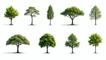 Fototapeta premium a collection of diverse trees showcasing their unique shapes and vibrant foliage