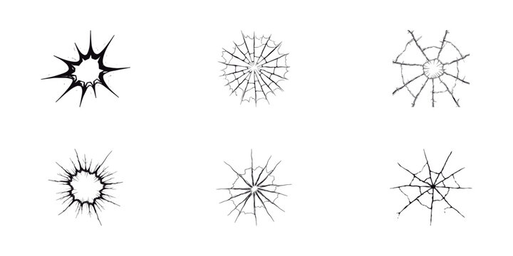 The surface was textured like broken glass. Create the illusion of a shattered or shattered glass set. Vector illustration isolated on a white background 

