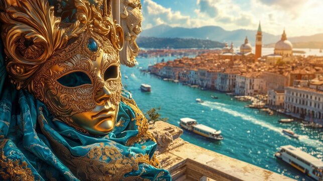 Carnival mask with rich decor, mysterious and stylish.A time of fun and celebration in beautiful place, Venice.