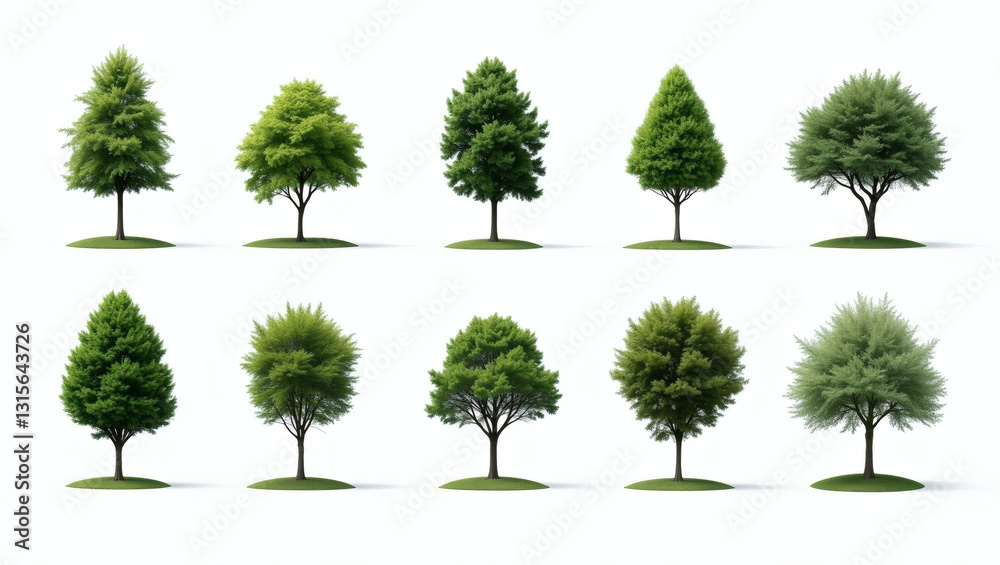 Aufkleber a collection of various different trees in a row, perfect for architectural or landscape designs