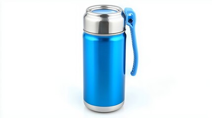 Sleek Blue Stainless Steel Water Bottle with Carry Handle