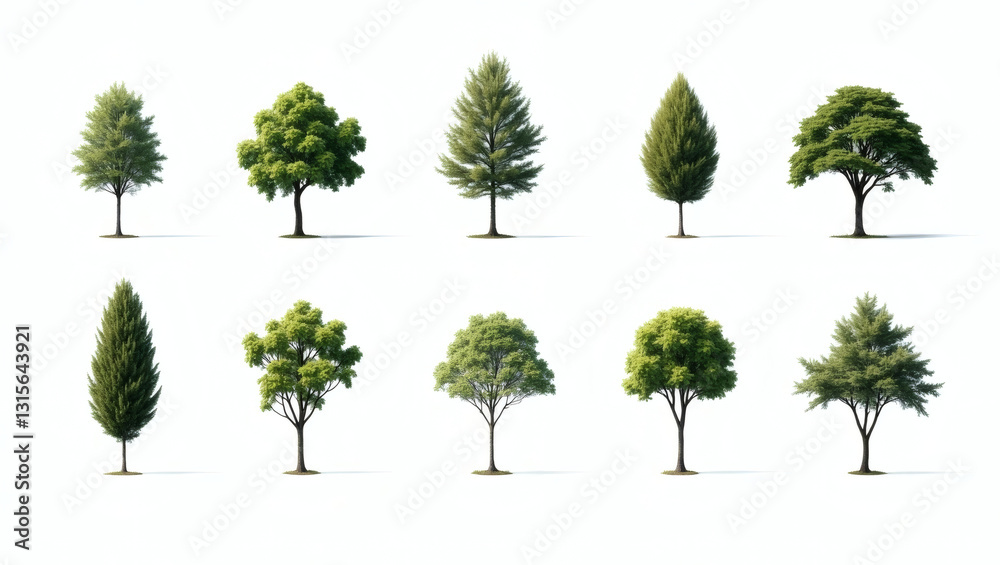 Poster different types of trees. The images show a variety of trees
